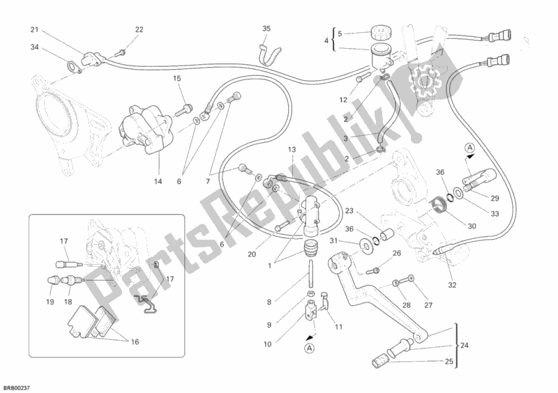 All parts for the Rear Brake System of the Ducati Multistrada 1100 S USA 2009
